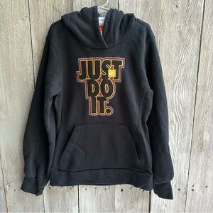 Girl’s Black Nike Hoodie Size M (10/12)- “Just Do It” Y2K